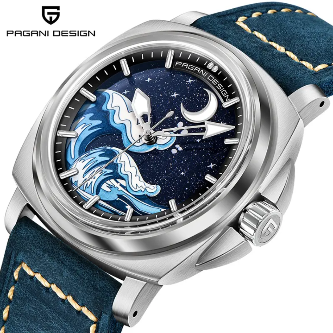 Pagani Design PD-YS014 – Reloj Automático para Hombre | Cristal de Zafiro, Correa de Cuero 24mm y 10 Bar