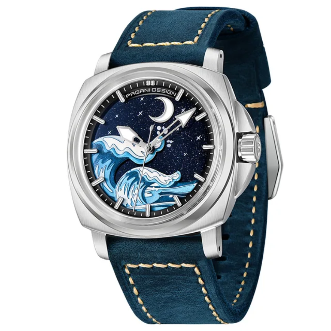 Reloj Pagani Design PD-YS014 automático hombre cristal de zafiro correa de cuero esfera 43mm edición limitada