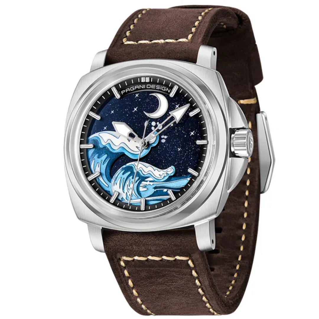 Reloj Pagani Design PD-YS014 automático hombre cristal de zafiro correa de cuero esfera 43mm edición limitada