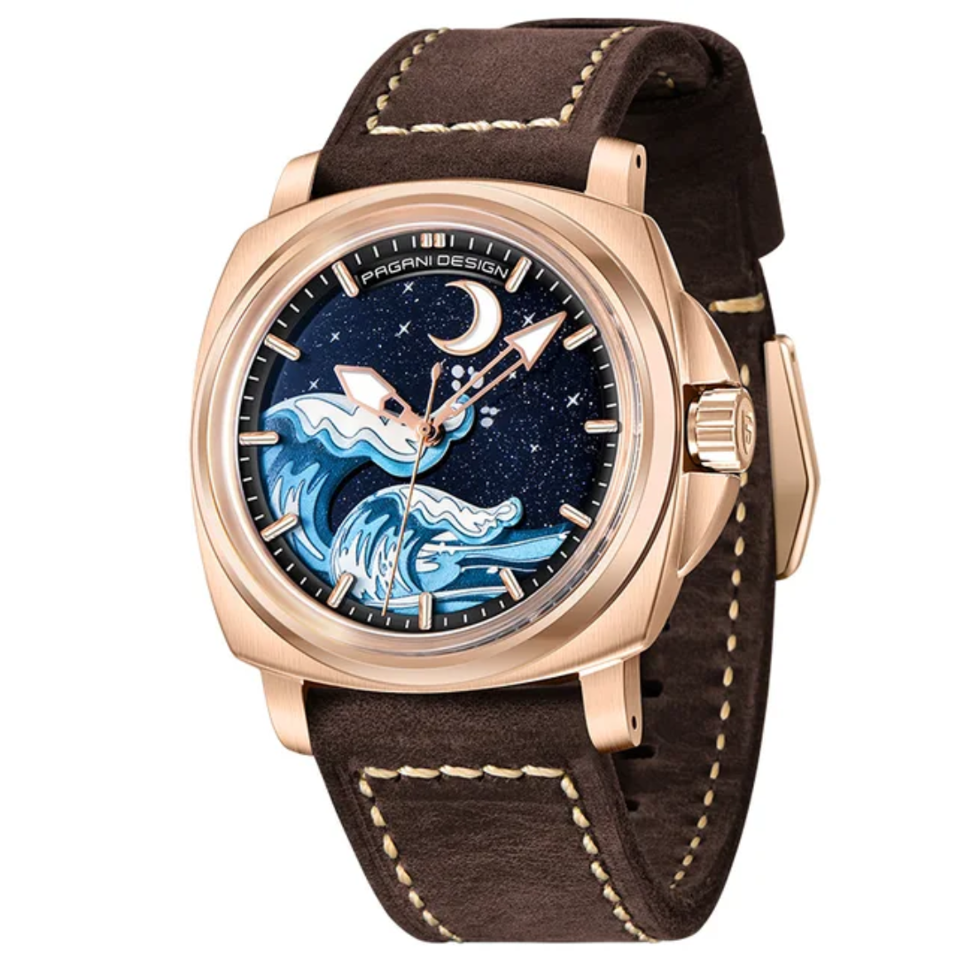 Reloj Pagani Design PD-YS014 automático hombre cristal de zafiro correa de cuero esfera 43mm edición limitada