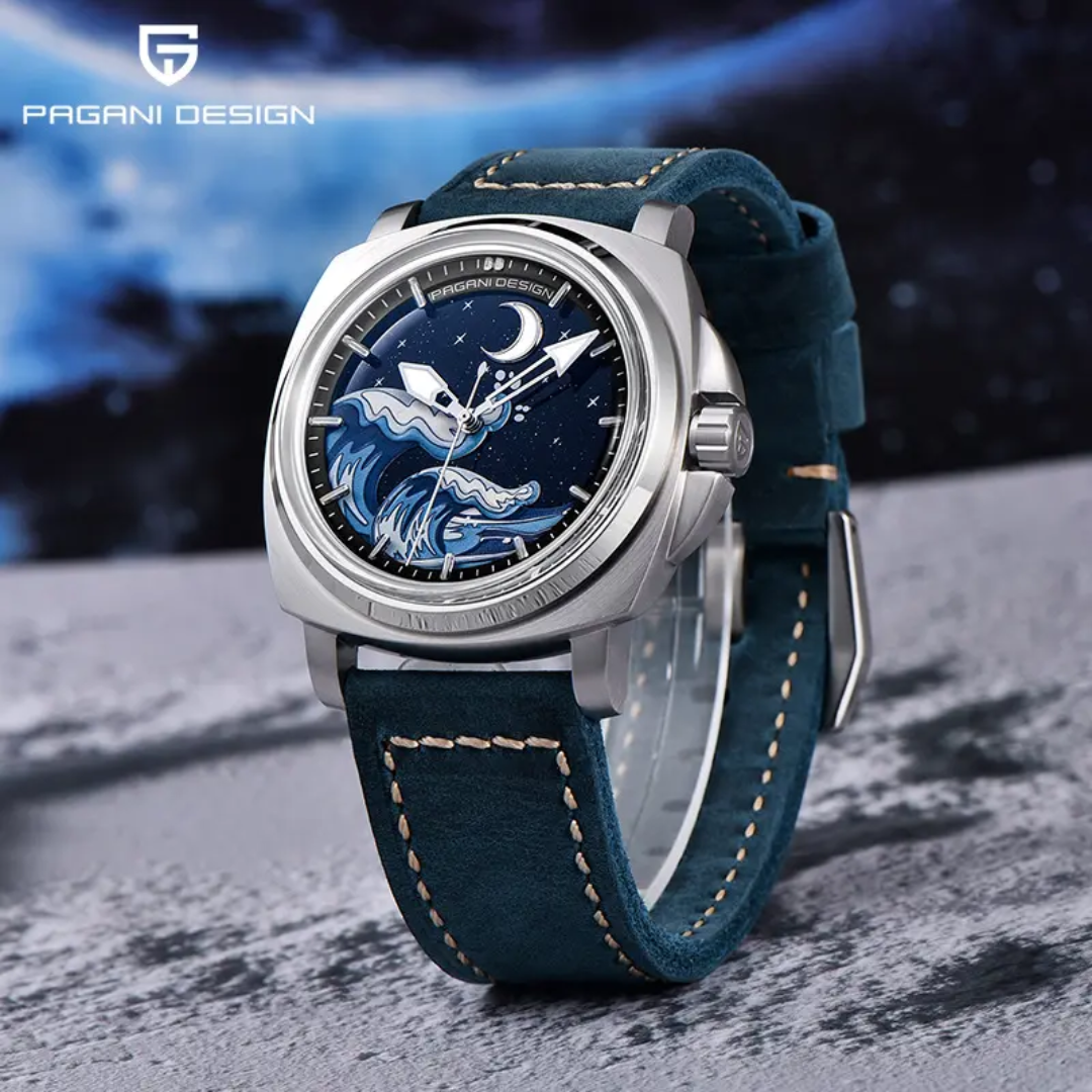 Pagani Design PD-YS014 – Reloj Automático para Hombre | Cristal de Zafiro, Correa de Cuero 24mm y 10 Bar