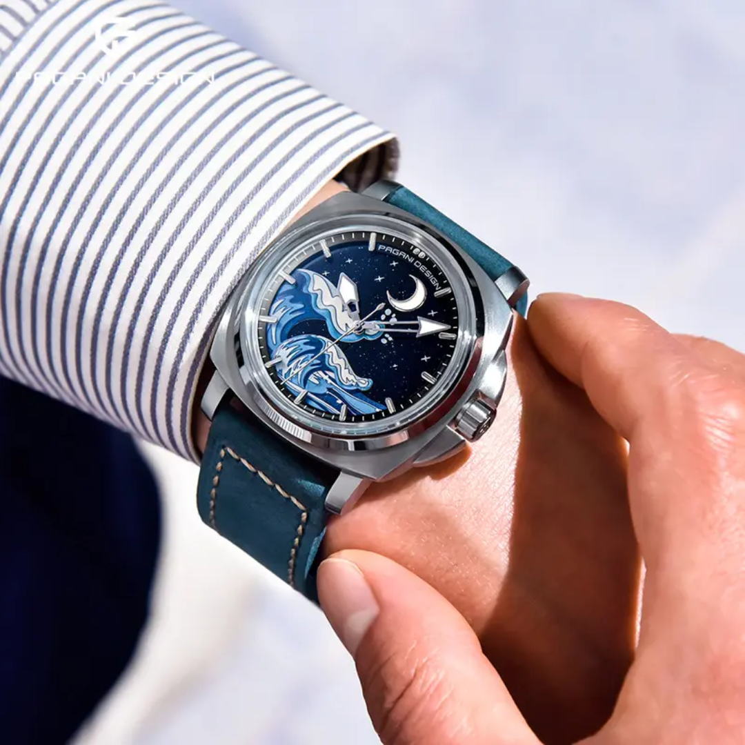 Pagani Design PD-YS014 – Reloj Automático para Hombre | Cristal de Zafiro, Correa de Cuero 24mm y 10 Bar