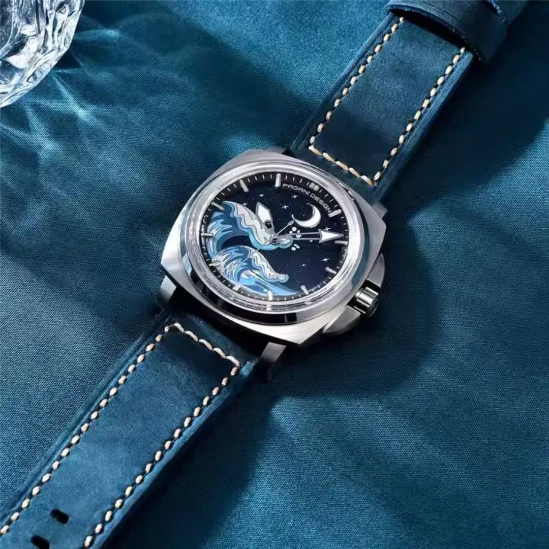Pagani Design PD-YS014 – Reloj Automático para Hombre | Cristal de Zafiro, Correa de Cuero 24mm y 10 Bar