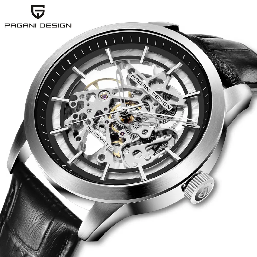 Pagani Design PD-1638 – Reloj Automático Skeleton para Hombre | Cristal de Zafiro y Correa de Cuero