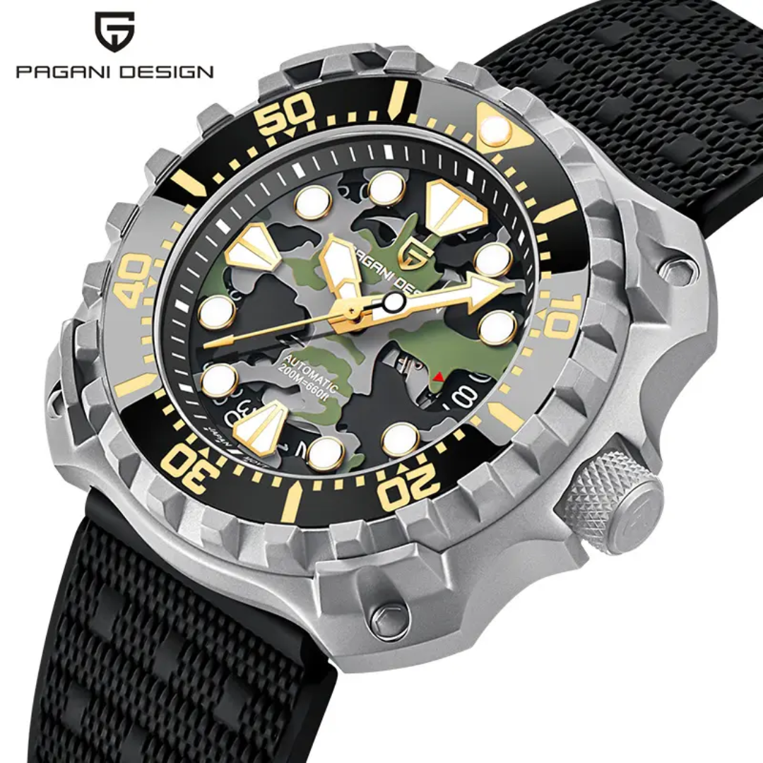 Pagani Design PD-YN009 – Reloj Automático NH35 para Hombre | Correa de Caucho y Resistencia 20 Bar