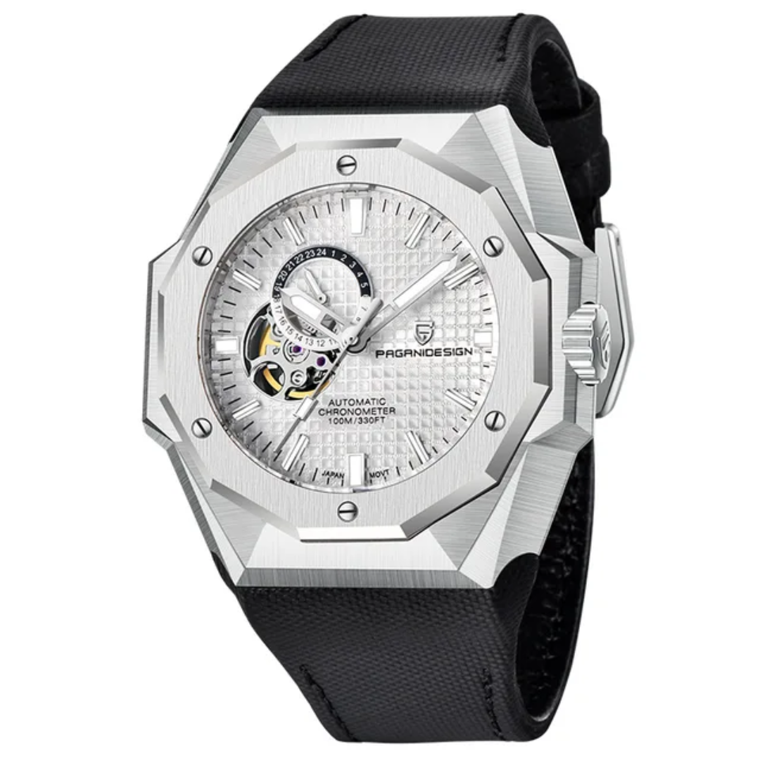 Reloj Pagani Design PD-YS010 gran esfera 50mm estilo buzo cristal de zafiro correa de cuero resistente al agua 10 Bar