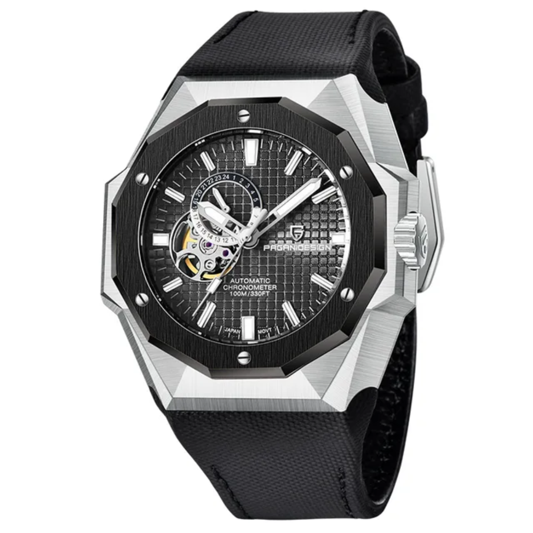 Reloj Pagani Design PD-YS010 gran esfera 50mm estilo buzo cristal de zafiro correa de cuero resistente al agua 10 Bar