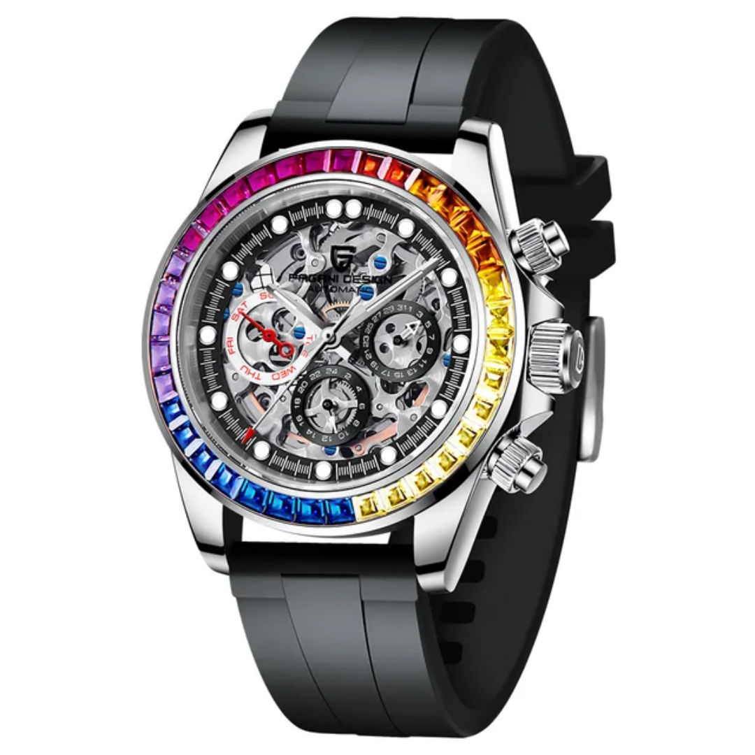 Reloj Pagani Design PD-1653 cronómetro estilo buzo hombre cristal de zafiro correa silicona resistente al agua 10 Bar