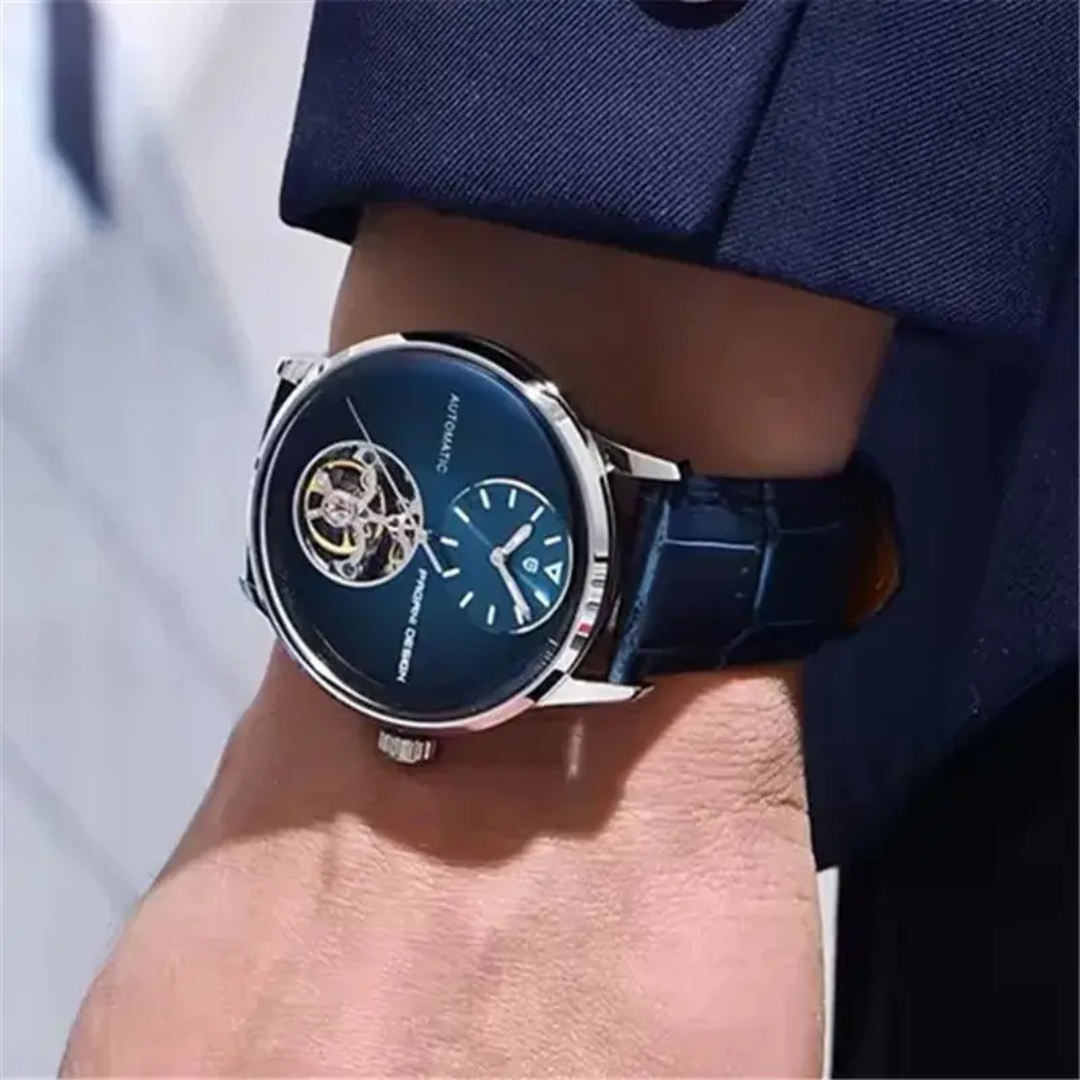 Pagani Design PD-1796 – Reloj Automático Open Heart para Hombre | Cristal de Zafiro y Acero Inoxidable