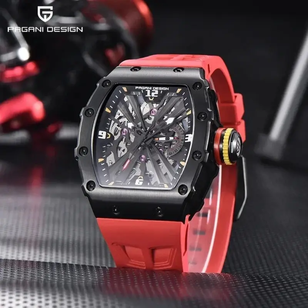 Pagani Design PD-1738 – Reloj de Cuarzo para Hombre | Caja Tonneau, Cristal Zafiro y Correa de Caucho