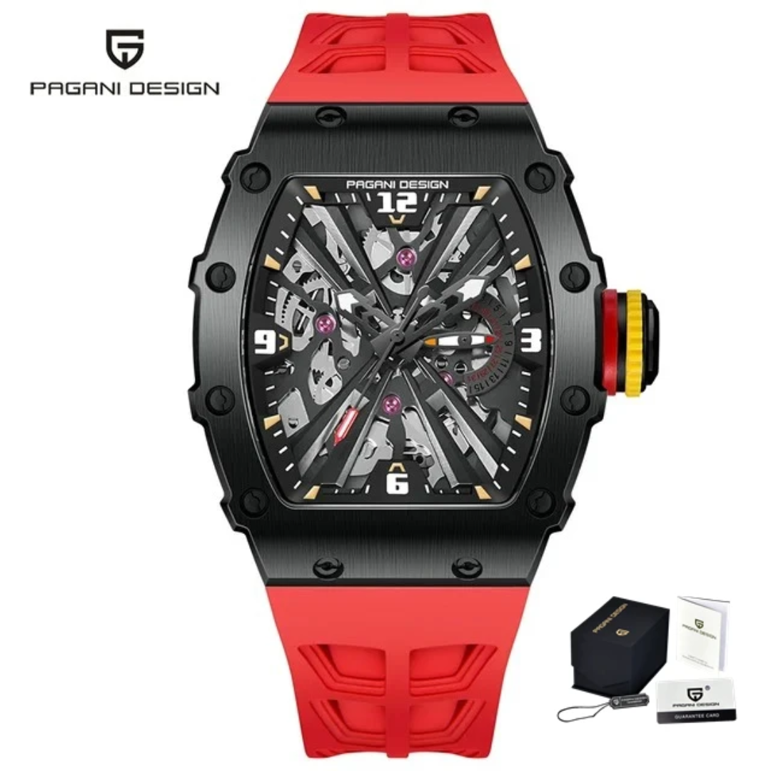 Pagani Design PD-1738 – Reloj de Cuarzo para Hombre | Caja Tonneau, Cristal Zafiro y Correa de Caucho