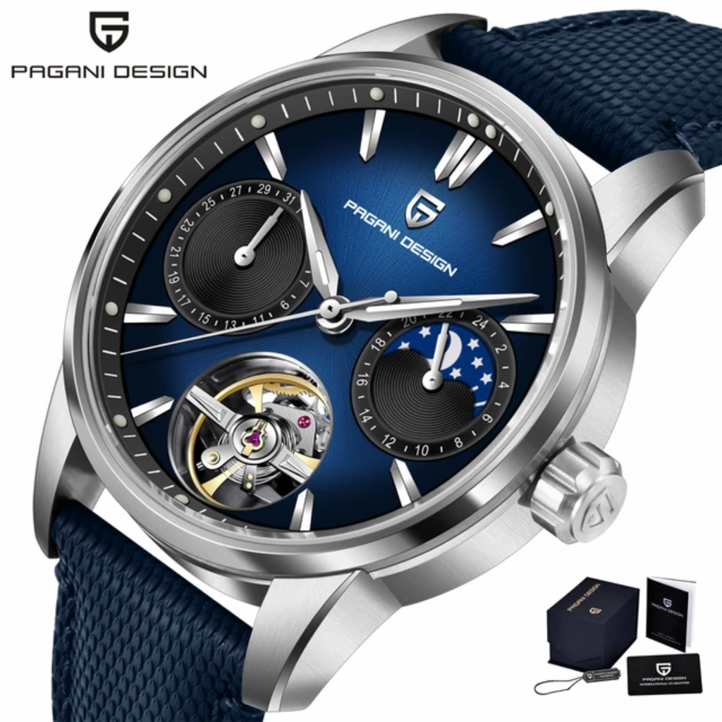 Pagani Design PD-YS021 | Automático Tourbillon | Fase Lunar | Cristal Zafiro | 10 Bar